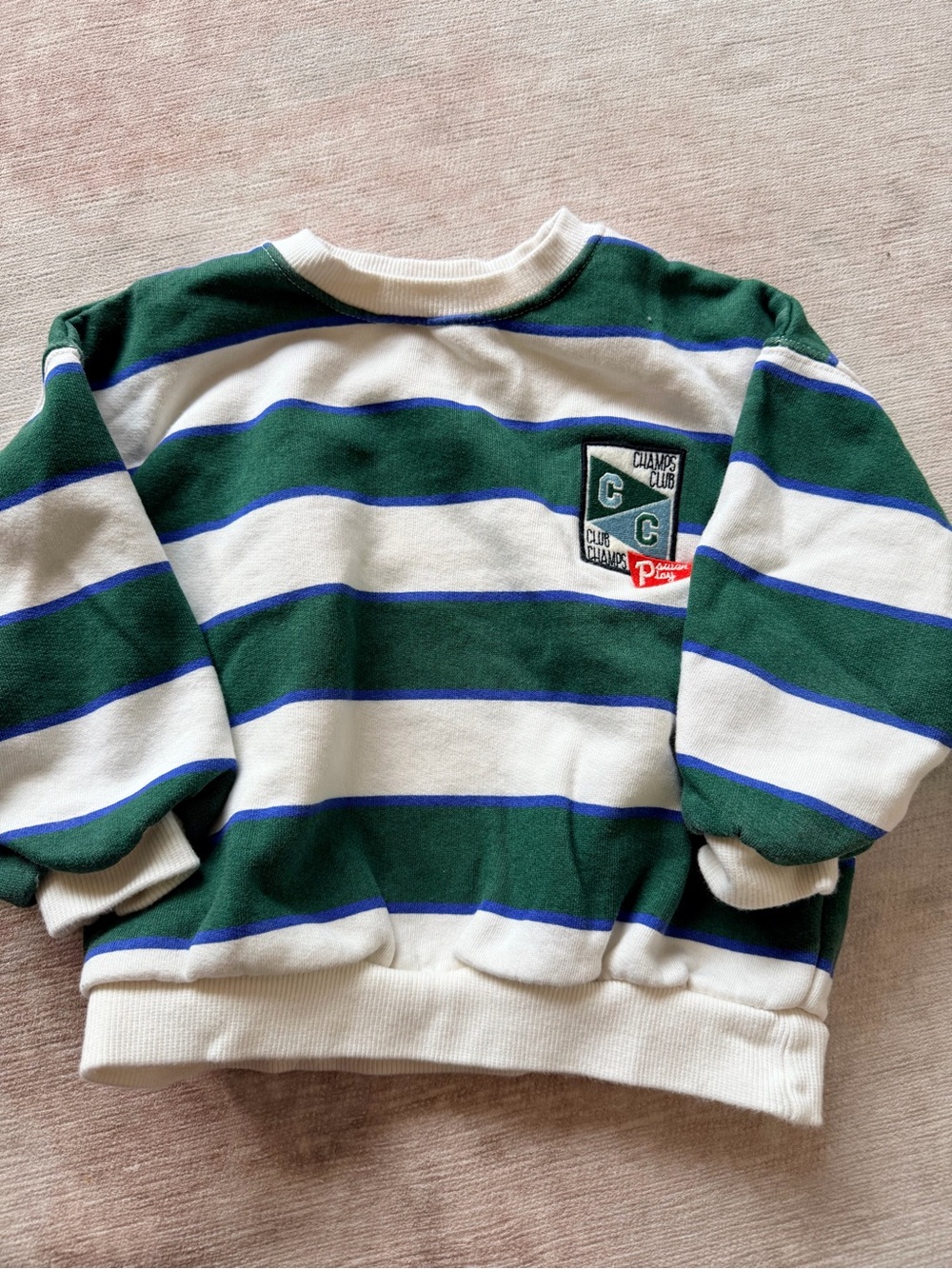 Zara Kids Green & White Striped sweatshirt 3T